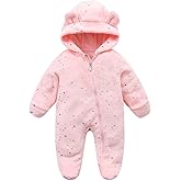 Baby Fleece Jumpsuit for 0-3 Months Infant Bear Snowsuit Newborn Romper Warm Coat