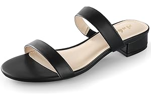 Ankis Women Black White Nude Clear Heels Sandals - 1 Inch Heels for Women Low Chunky Block Heels Comfortable Two Strap Open Toe Flat Sandals Shoe for Dressy Wedding Summer