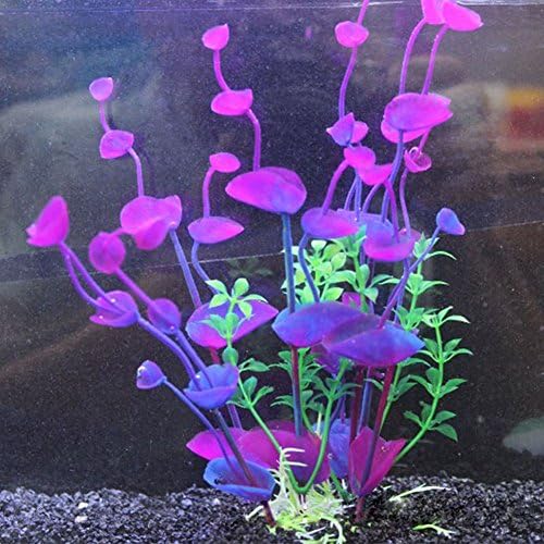 Fish Tank Aquarium Decor Accessories Artificial Water Plant Purple Plastic Grass Set 091