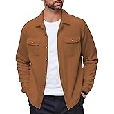 COOFANDY Men's Polar Fleece Shacket Long Sleeve Casual Button Down Shirt Jacket with Pockets