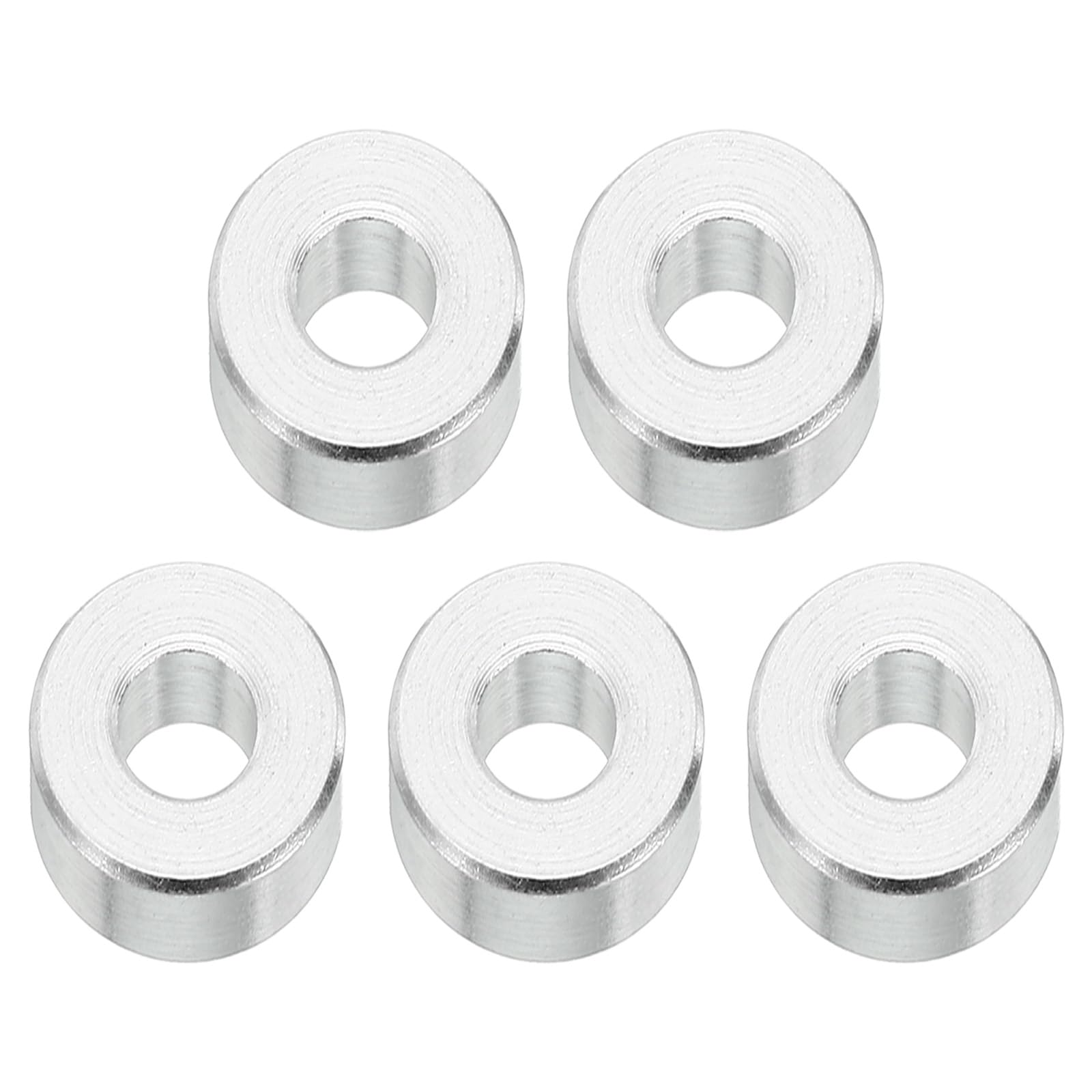 PATIKIL M5 Aluminum Spacers, 5 Pcs Metal Spacer Aluminum 5.2mm ID x 12mm OD x 5mm L Aluminum Spacer Screw Standoff Round for 1/5inch or M5 Screw Bolts
