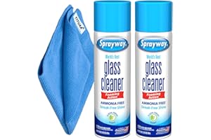 STUBDL Sprayway, Glass Cleaner, window cleaner, Pack of 2 spray foam with 1-Pack Bonus Tituaa Mk 16x16 Microfiber Cleaning Cloth Towel Rags (19 Oz Can)