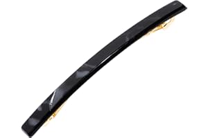 Black Hair Barrette for Women with Thin Hair, Elegant Long & Skinny French Barrette, Strong Hold, Lightweight, Damage-Free Design, Nacro Black | France Luxe