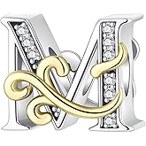 LUXILLA 925 Sterling Silver Letter A~Z Charms Alphabet fit for Bracelet Necklace Pendant Bead Charms Valentine's Day Mother's Day Jewelry Gifts for Women Family Friends