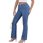 Pink Queen Women Bootcut Jeans High Waisted Stretchy Curvy Denim Trouser Pant