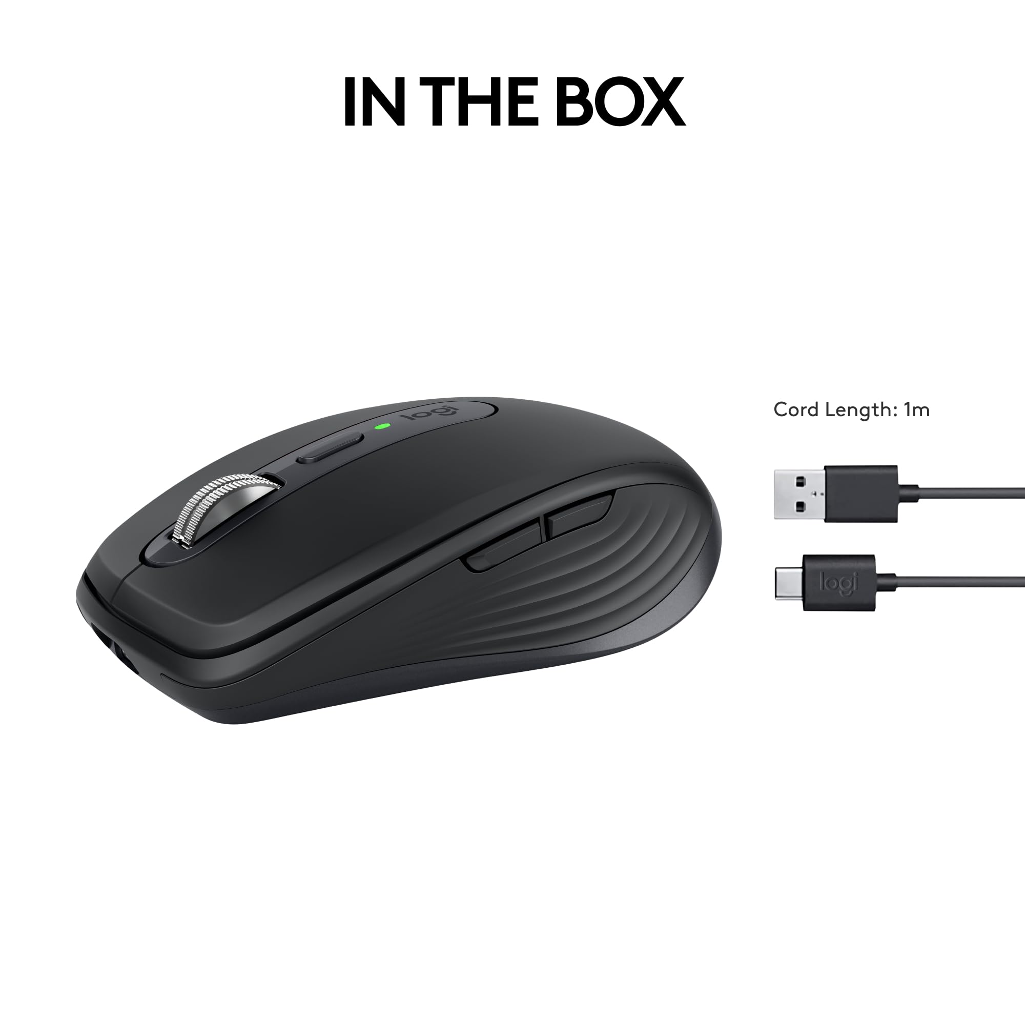Logitech MX Anywhere 3S Compact Wireless Mouse, Fast Scrolling, 8K DPI Any-Surface Tracking, Quiet Clicks, Programmable Buttons, USB C, Bluetooth, Windows PC, Linux, Chrome, Mac - Graphite