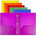 Dunwell Plastic 2 Pocket Folders with 3 Prongs, (24 Pack, Assorted Colors), Bulk 3-Clasp Folders with Fasteners, Tear-Resistant, Long Lasting Acid-Free Poly, Includes Labels