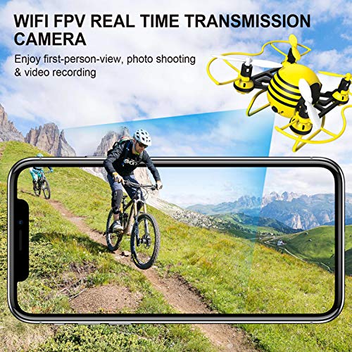 HASAKEE FPV RC Drone with HD WiFi Camera Live Video RC Quadcopter with Altitude Hold, App Control, Headless Mode & One Key Return, Mini Quadcopter Drone for Kids & Beginners, Yellow