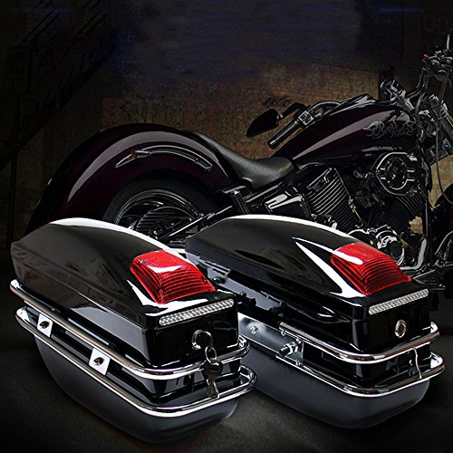 Vogvigo Motorcycle Modified Side Boxs Twin Motorcycle Bike Panniers Saddlebags Travel Bags PP Plastic Material 42 15.5 26.5CM 2 Pcs (Black)