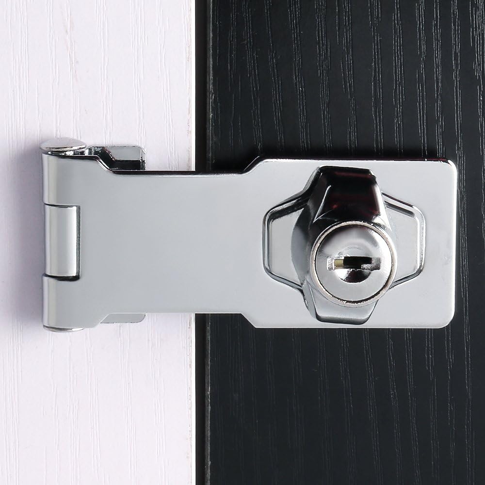 SAYAYO Shed Lock with 2 Keys, Keyed Hasp Door Lock Garden Gate Latch Bolt Security for Wooden Gates 3 Inches Chrome Finished - Image 4