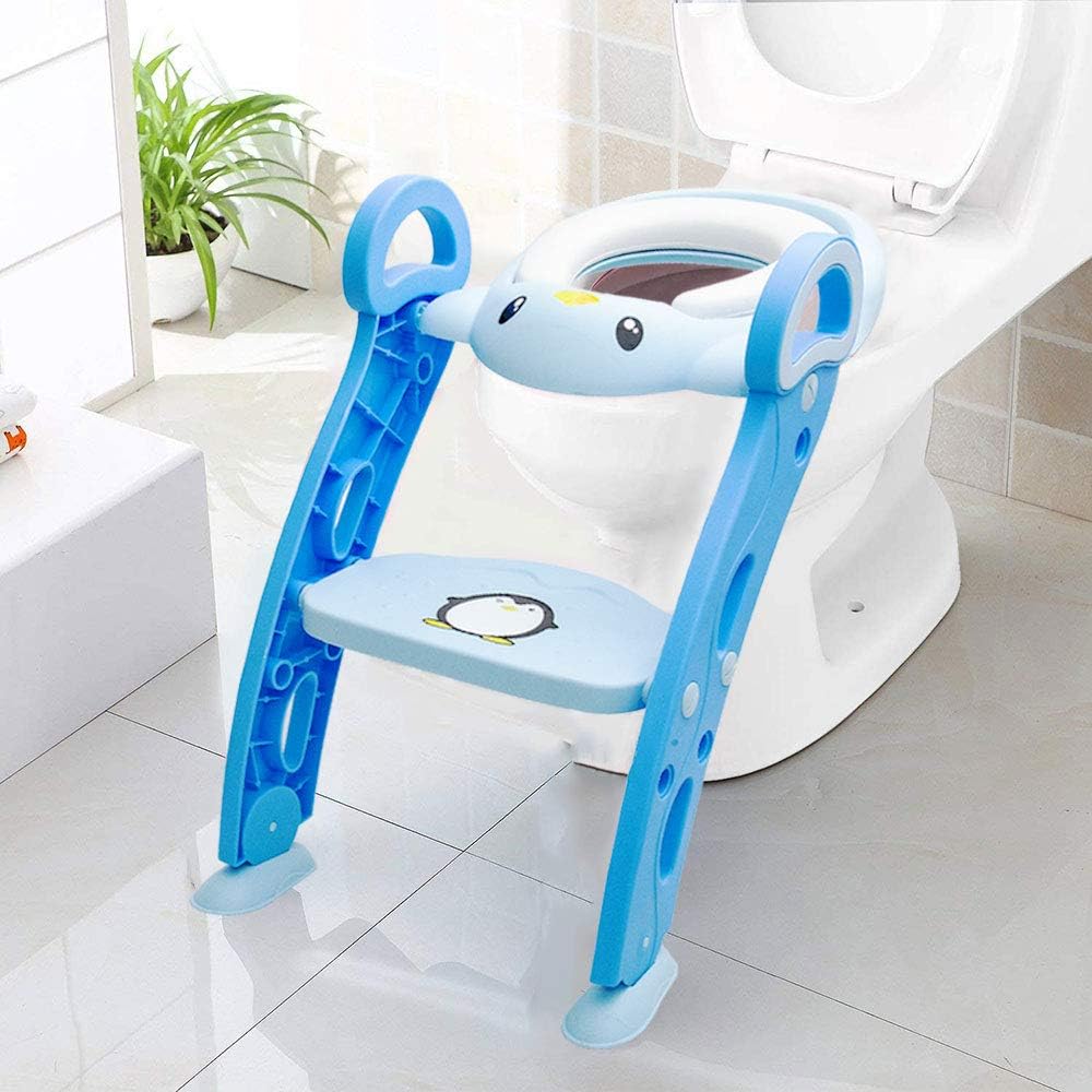 Ayuda Para Aprender A Ir Al Bano Reductor Wc Ninos Con Escalera Adaptador Wc Ninos Orinales Infantiles Orinal Bebe Asiento Inodoro Ninos Antideslizante Plegable Altura Ajustable Para 1 7 Ninos Lindo Pinguino Bebe