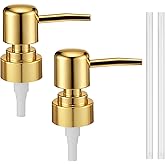 Lnngub 2 Pack Gold Soap Dispenser Pump,Hand Soap Dispenser Top Replacement Pump for Soaps Dispensers Shampoo Bottles Lotion Regular Glass Mouth Bottles