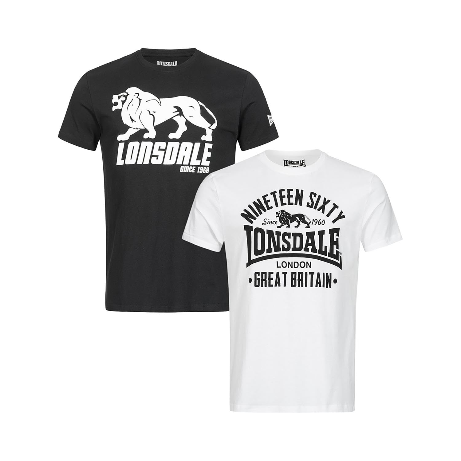 Lonsdale Herren T-Shirt Normale Passform Doppelpack BYLCHAU XXXL, White/Black