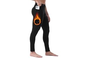 Runhit Men's Thermal Compression Pants with Pockets Base Layer for Cold Weather Wintergear Sports Running Leggings Tights