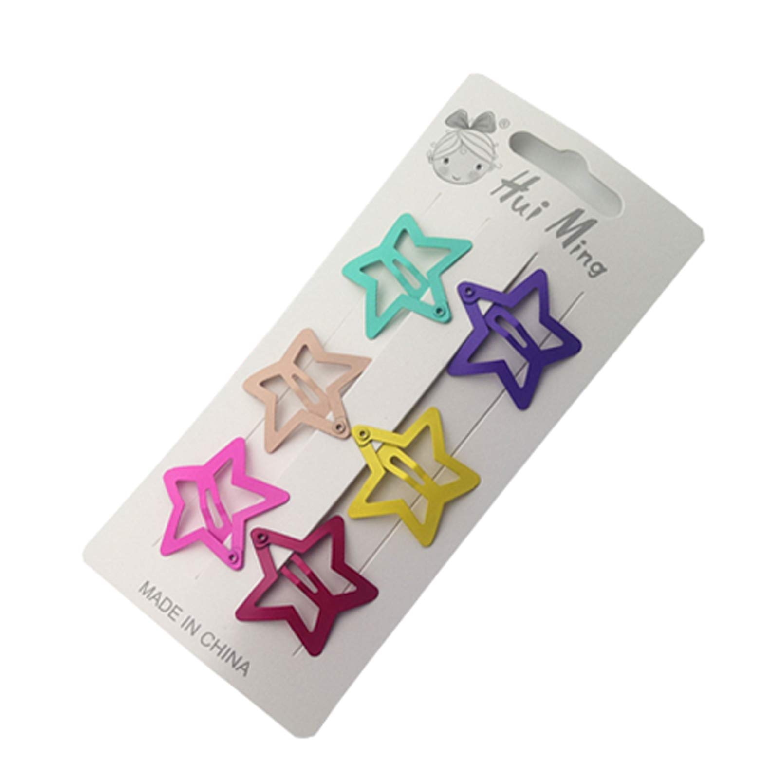 6 Pcs Matte Metal Non-slip Snap Barrettes for Women, Girls, Adults, 6 Colors Star Hair Clip, Fashion Hair Clips Set, Lightweight Hair Clips for Skincare, Makeup Hair Accessories