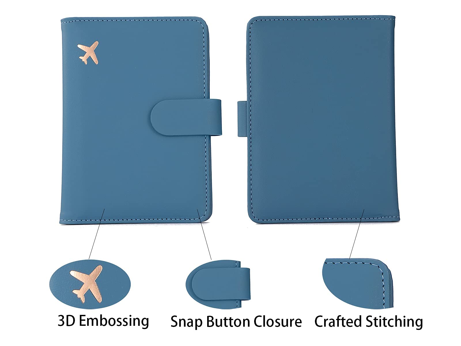 Melsbrinna Rfid Passport Holder for Travel women/Men, Cute Passport Wallet Rfid Blocking Card Slots, Rfid Passport Cover/CaseTravel Wallet, Passport Book Holder (1, Blue)