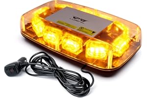 LUMENIX 12" LED Roof Top Mini Strobe Light, Ultra-High Brightness LED Emergency Strobe Light Bar with Magnetic Base for Construction Vehicles, Trucks, Cars, Snow Plow (Amber)