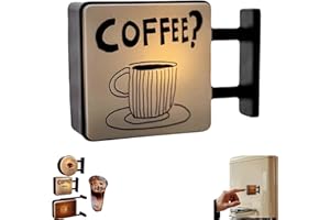 Coffee Lamp Decor for Refrigerator Magnet | Cute Cat Night Light | Coffee Corner Sign Magnetic - Vintage Latte Art Decor for 