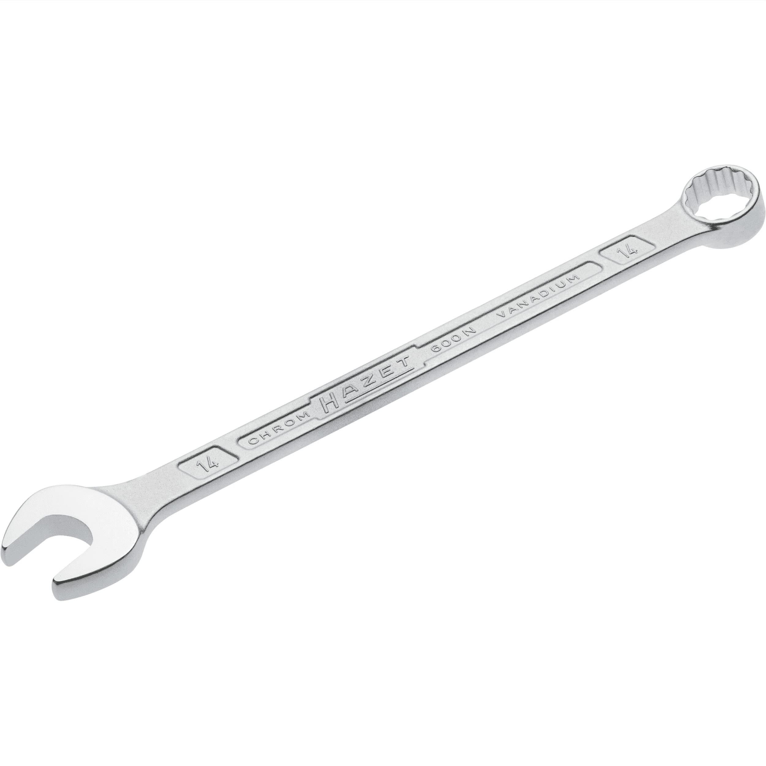 HAZET 600N-14 204.5 mm 12-Point Traction Profile Polished Head Combination Wrench - Chrome-Plated