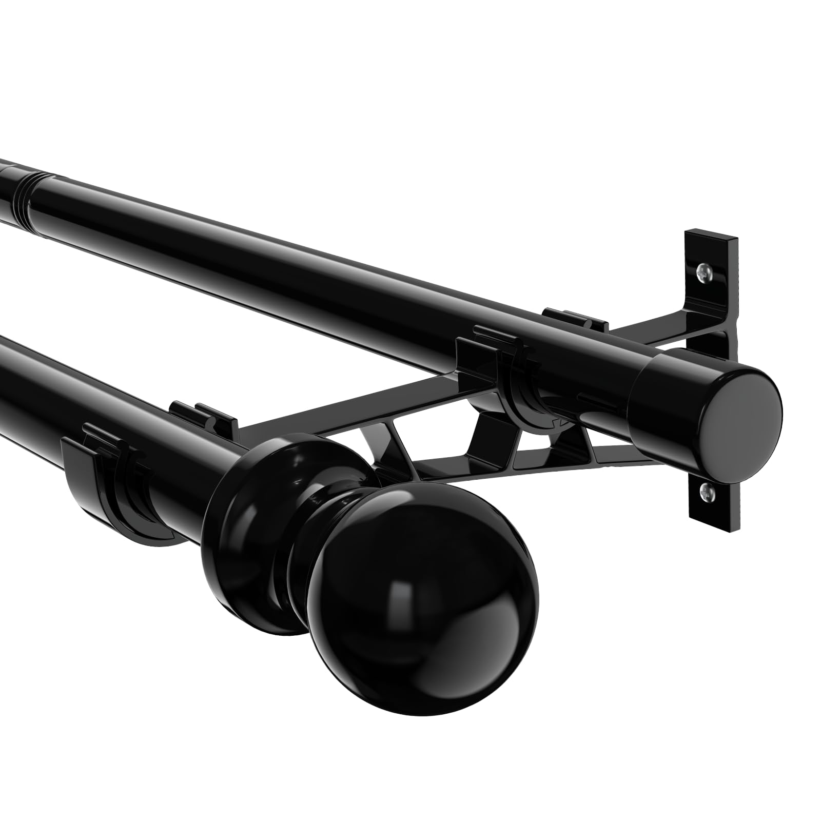 Photo 1 of 1 Inch Double Curtain Rods 28-88Inch Heavy Duty Dual Curtain Rods for Window Adjustable Splicing Double Curtain Rods for Living Room, Bedroom, Workplace, Bathroom