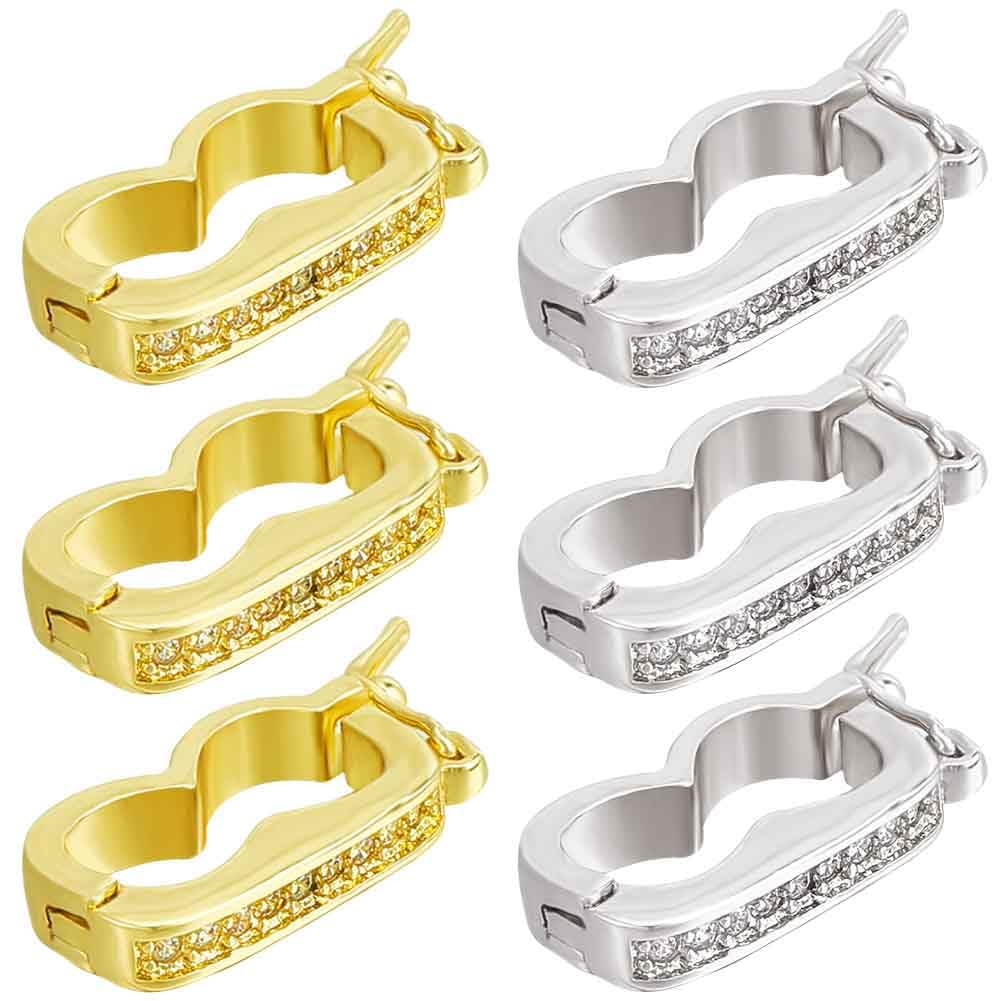Beebeecraft 1 Box 8Pcs Necklace Shortener Clasp Cubic Zirconia Brass 2 Colors Shortener Enhancer Clasp for Necklace Bracelet Jewellery Making