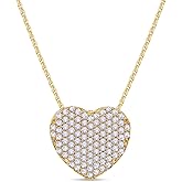 Aria Jewels Round White Cubic Zirconia Heart Charm Pendant Necklace in 14k Gold Over Sterling Silver With 18" Chain