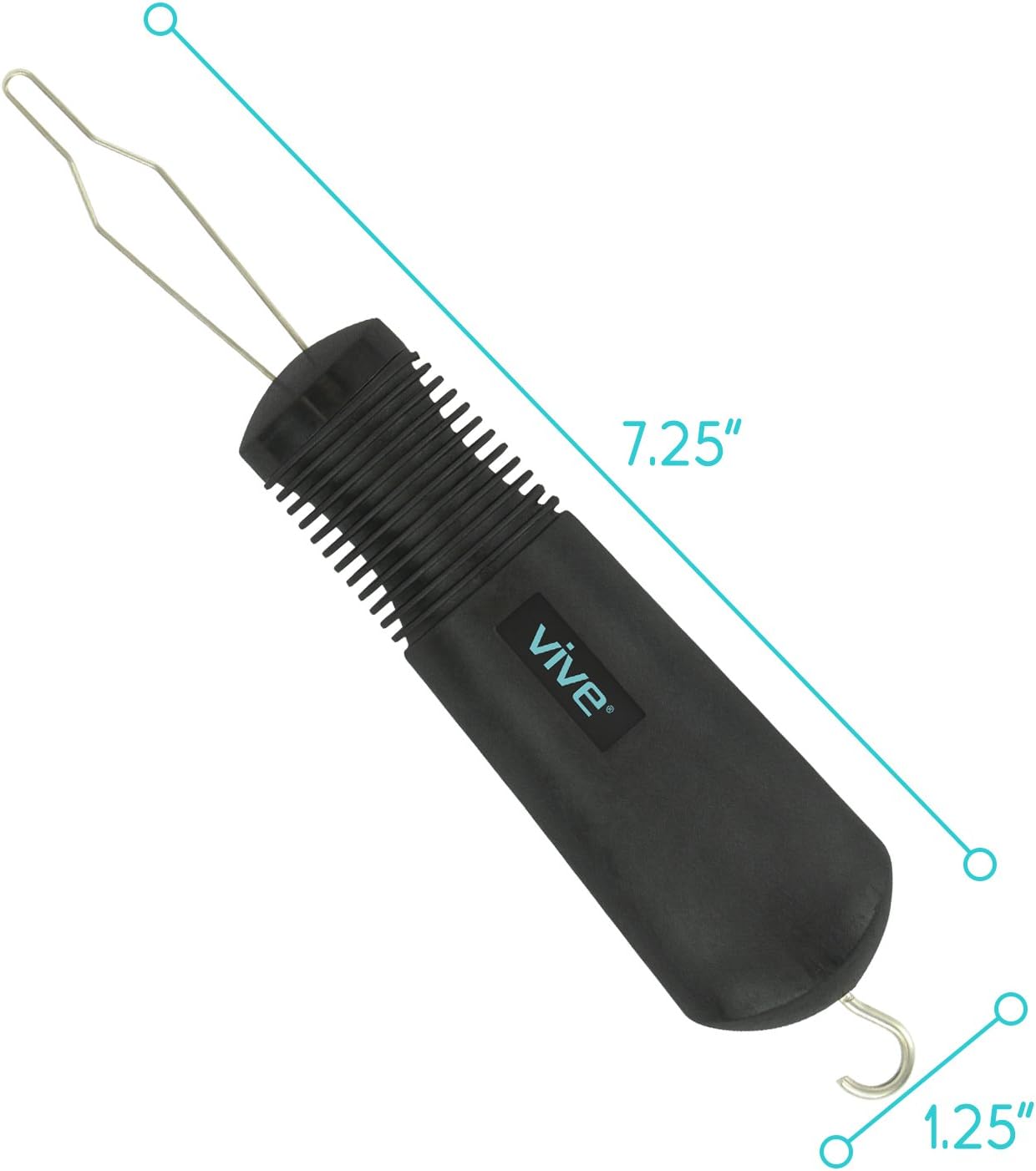 Vive Button Hook - Zipper Pull Helper - Dressing Aid Assist Device Tool for Arthritis, Independent Living - Wide Handle Grip - Shirt, Dress Clothes, Pant, Coat Snap Buttoner - Dexterity Gripper Puller: Health & Personal Care