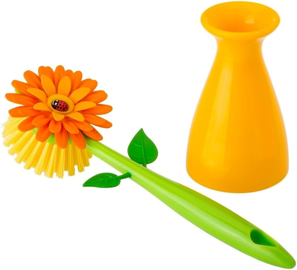 VIGAR Flower Power Dish Brush Made Of Plastic Vase 7200 Orange 5 X 5 X 15 cm - Image 4