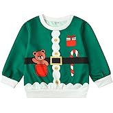 Tiinoh Toddler Baby Christmas Sweatshirt Boy Girl Crewneck Pullover Top Outfit Xmas Long Sleeve Shirt Winter Clothes