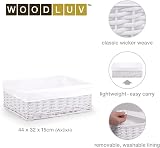 Woodluv New White Wicker Storage Basket With White Liner Large view 2