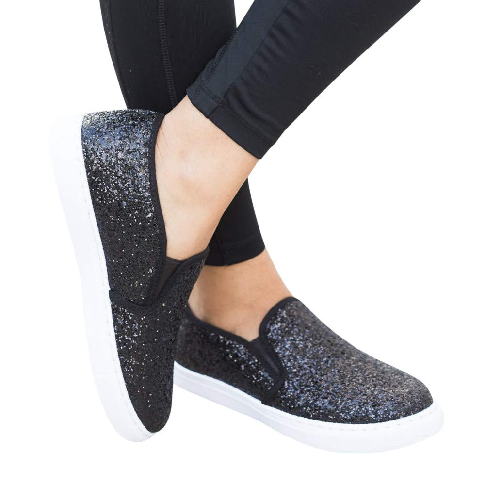 Women's Closed Round Toe Stretch Slip-On White Sole Flatform Fashion Sneaker - Image 3