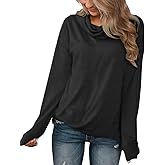 Minthunter Women's Long Sleeve Pullovers Cowl Neck Tunic Shirt Casual Sweatshirt Tops