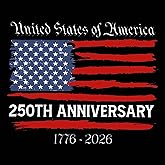 1776-2026 250th Anniversary of The Independence of USA Sticker, American Flag Patriotic Vinyl Sticker, Bumper Decal for Car, Windows, Refrigerator (#Red B, S)