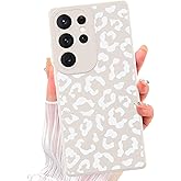 ZIYE Galaxy S25 Ultra Case White Leopard Pattern Phone Case with Camera Protection,Soft TPU Silicone Rubber Protective Cover Cheetah Design Cases Compatible with Samsung Galaxy S25 Ultra
