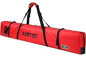 AUMTISC Fully Padded Ski Bag, Single Ski Travel Bags to Transport Skis Gear with Pocket and Adjustable Shoulder Strap, 170 185 cm