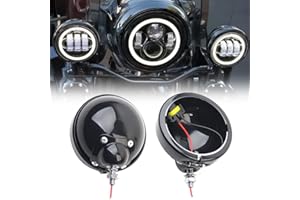 SKUNTUGUANG 1 Pair 4.5 Inch Fog Light Housing Bucket Bracket Fog Passing Light Lamp Motorcycle (Black Light Housing)
