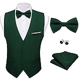 Barry.Wang Mens Hunter Green Suit Vest Bow Tie Set