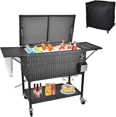 wicker rolling cooler
