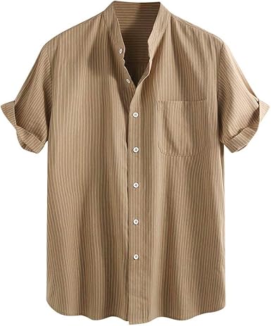mens slim fit short sleeve linen shirt
