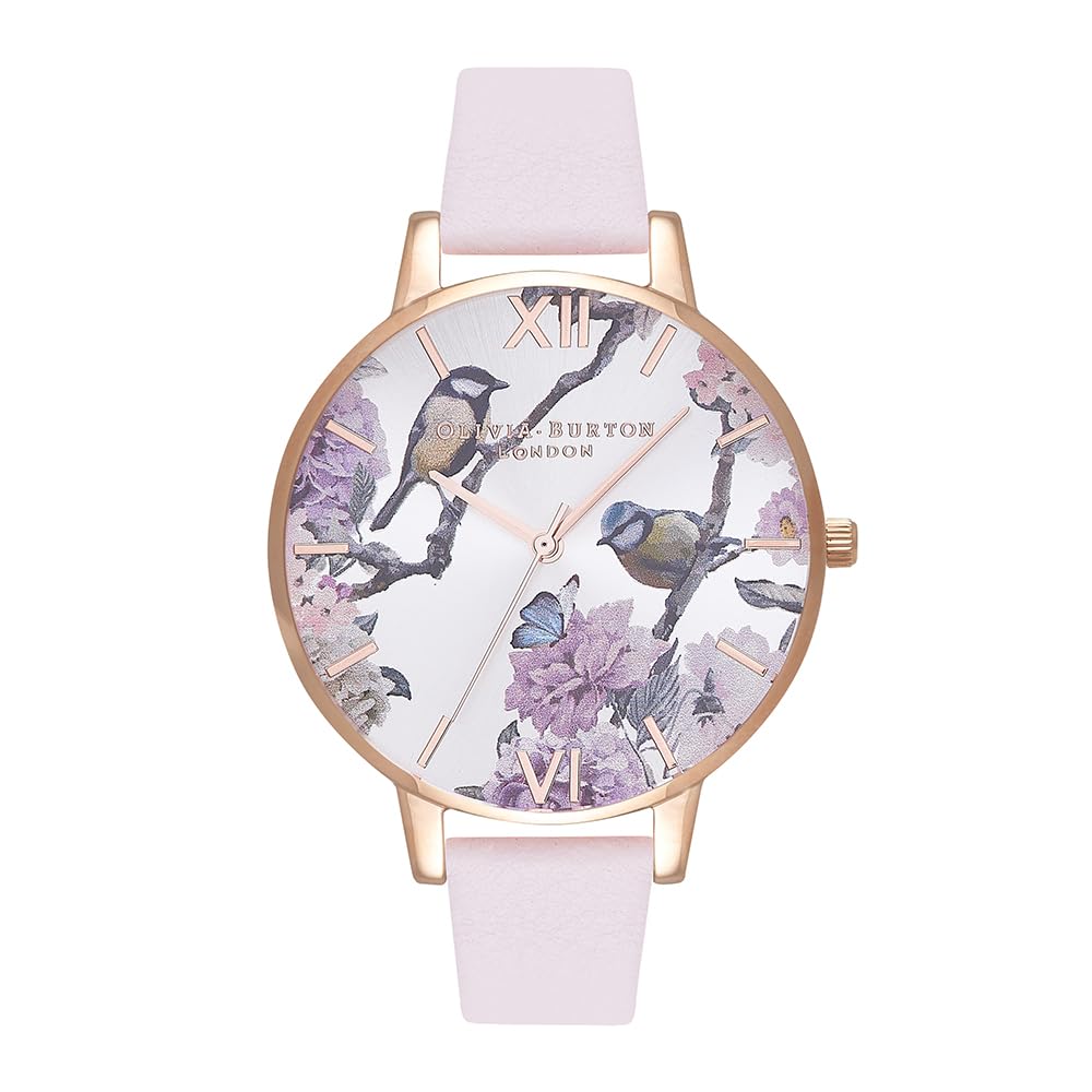 Olivia Burton Analogue Quartz Watch for Women Pretty Blossom Collection with Blush Leather Strap - OB16PL35