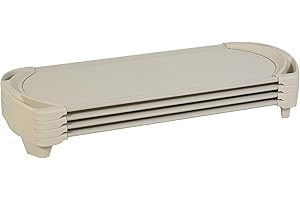 ANGELES Children’s Factory SpaceLine Nap Cots, Kids Daycare and Preschool Sleeping Cot, Standard Size, Set of 4, Sand