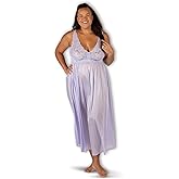 SHADOWLINE Women's Long Flowy Figure Flattering Cap Sleeve Nightgown– Silky Floral Soft Lace Lingerie Elegant Sleepwear