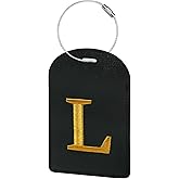 Gloppie Personalized Initial Luggage Tags for Suitcases,TSA Approved Letter Luggage Tag, Embroidered Monogrammed Travel Bag Tags Black L