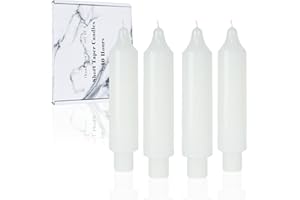 LPUSA White Short Taper Candles 6 inch Candle Sticks Unscented Dinner Candle Dripless for Home Decor,Set of 4