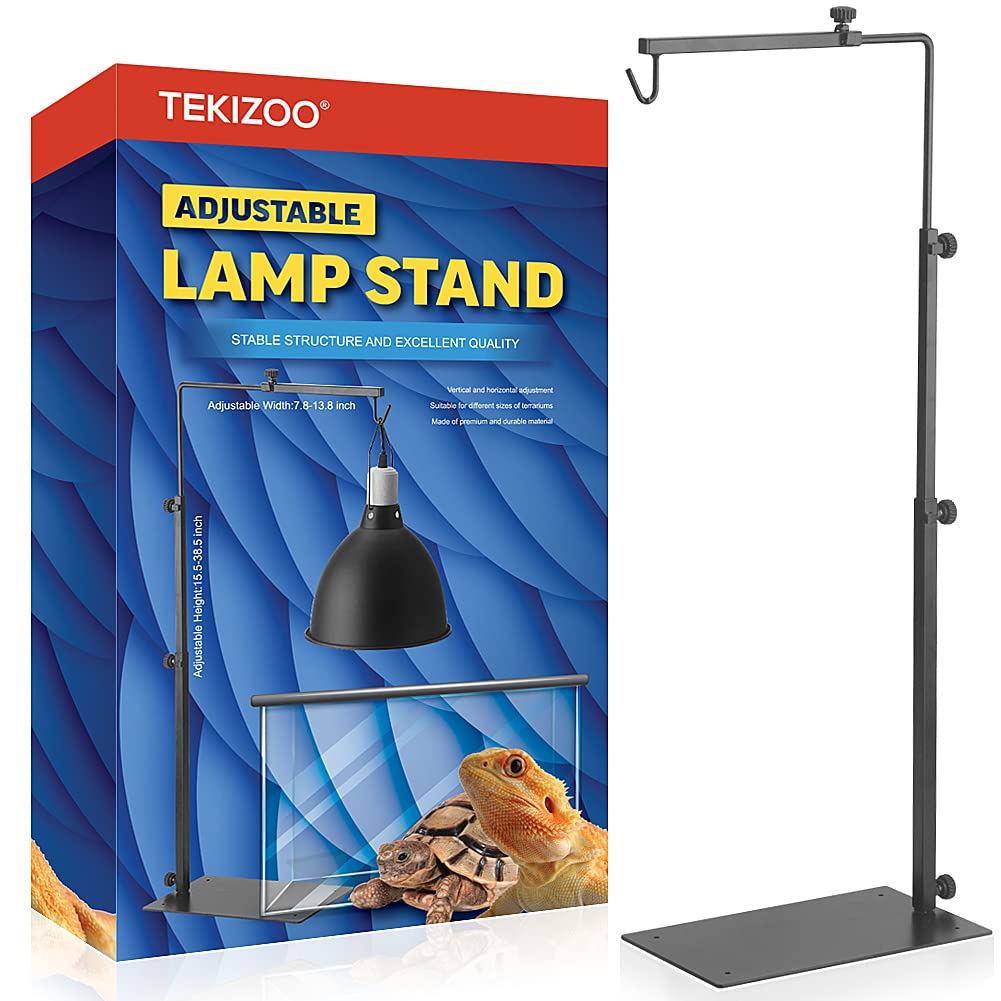TEKIZOO Reptile Lamp Stand Adjustable Lamp Fixture Hanger Metal lamp Holder for Reptile Terrarium Tank Amphibians Cage(Large)