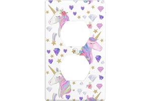 MFYDJIR Cute Pink Unicorn 1 Gang Wall Plate Duplex Outlet Cover for Electrical Decorative Receptacle Girls Kids Room Decor Accessories Bedroom Bathroom Plastic