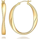 Charmire Gold Hoops Earrings for Women 14K Gold Earrings for Women Hoops Earring for Womens Hoop Wave Design with Luxury and Grace Hoop Earring for Womens