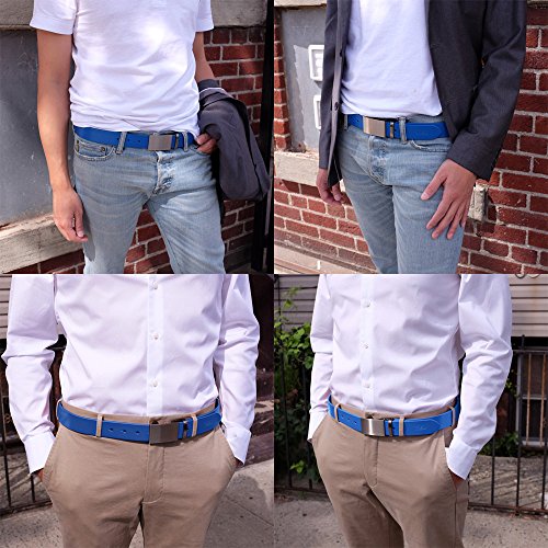 Falari Men's Dress Belt Jeans Belt Genuine Leather 9026-BLUE-XL44