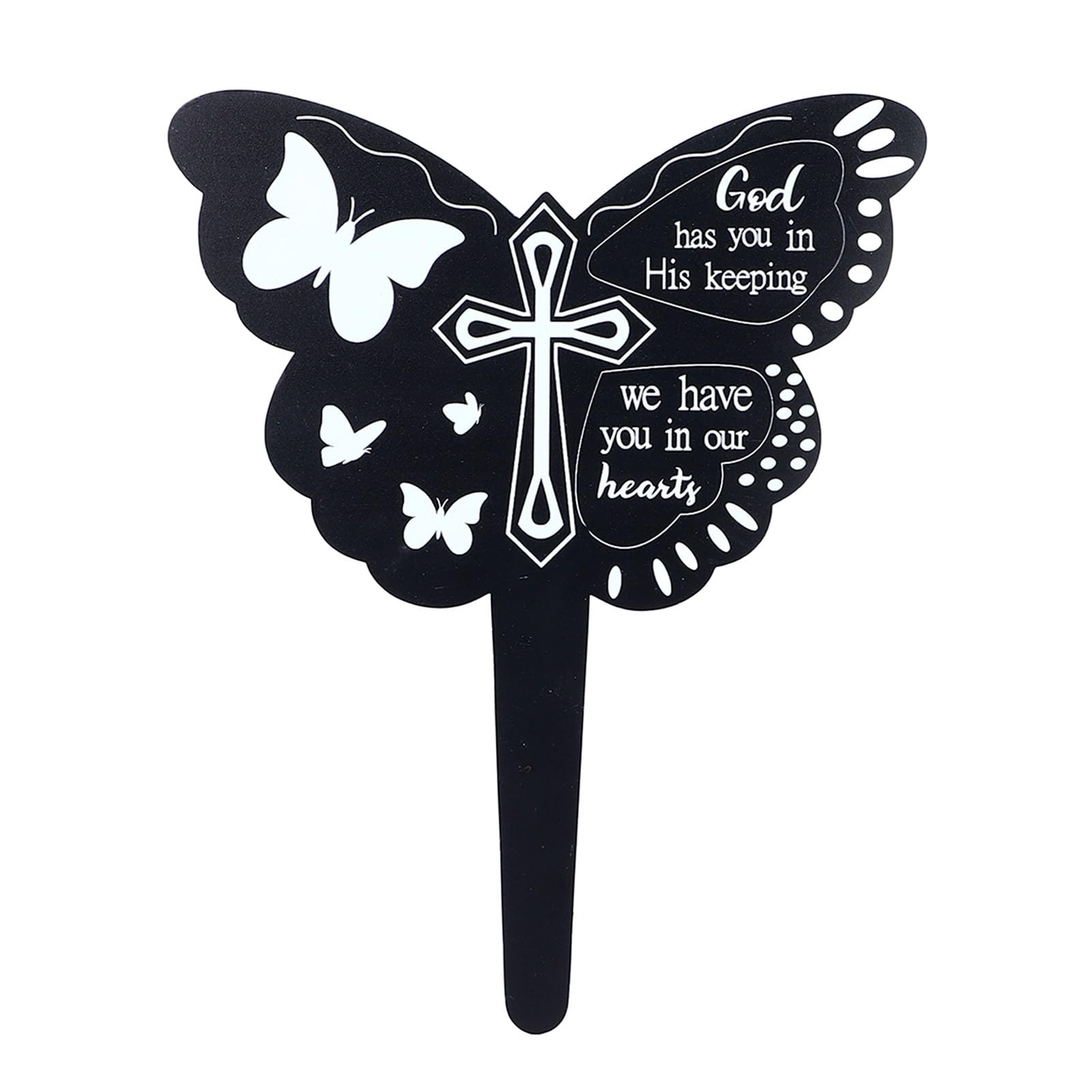 Memorial Stake Markers Graveyard Plaque Decoration Garden for Butterfly Black Decorated White Plaques