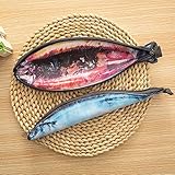 Chris.W 2Pcs Portable Simulated Artificial Saury Fish Shape Pencil Case Coin Organizer Zipper Pen Bag Pouch, Novelty Gift Idea